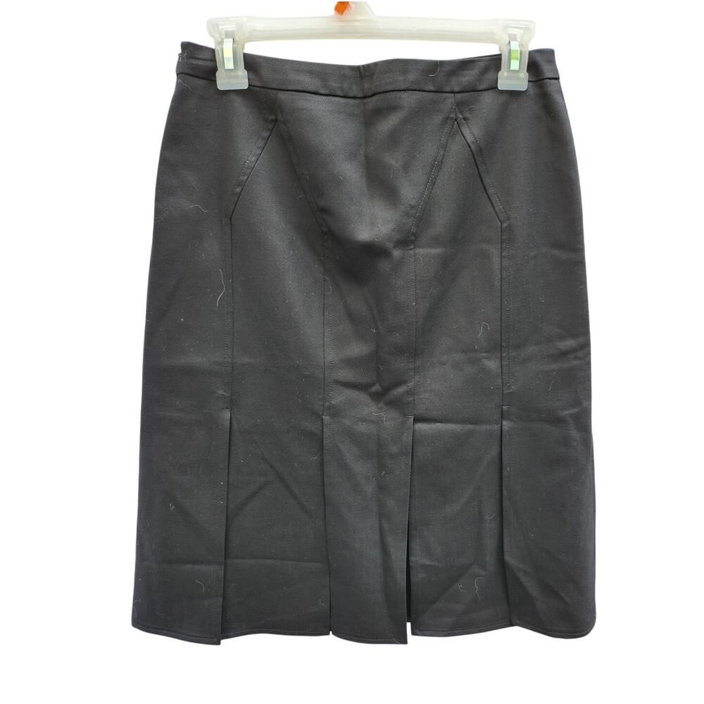 Vintage Cacharel 100% Virgin Wool Black Lined Fit-and-Flare Midi Skirt US 6